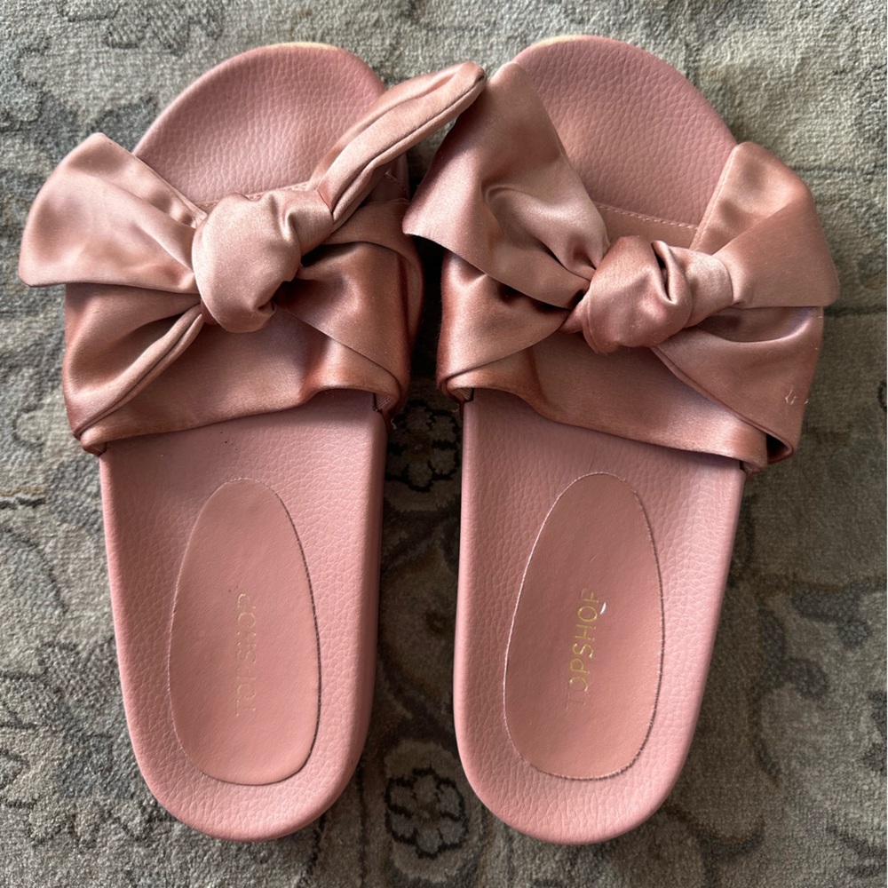 Topshop Satin Bow Slides Size 6/39